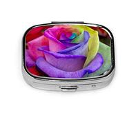 Pastillero colorido Arco Iris Rosa flor colorido pastillero para bolsillo o monedero lindo pequeño pastillero contenedor viaje pastillero organizador