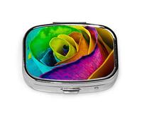 Pastillero colorido Arco Iris Rosa flor pastillero para bolsillo o monedero lindo pequeño pastillero contenedor viaje pastillero organizador