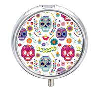 Pastillero colorido calavera 2 compartimentos portátil pastillero organizador de pastillas de viaje