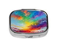 Pastillero colorido con estampado de ensueño, organizador de pastillas compacto con diseño de impresión completa para viajes y uso diario