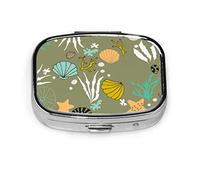 Pastillero colorido Coral Seashell pastillero para bolsillo o monedero lindo pequeño pastillero contenedor viaje pastillero organizador