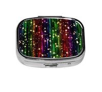Pastillero colorido de arco iris, organizador de píldoras de metal, pastillero portátil para bolsillo o bolso, organizador decorativo de medicamentos, contenedor de vitaminas