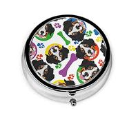 Pastillero Colorido Juguetón Bernese Mountain Dog Pastillero Para Monedero Lindo Pequeño Viaje Organizador De Pastillas De Forma Redonda