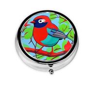 Pastillero colorido para pájaros, organizador redondo de 3 compartimentos, pastillero portátil para viajes.