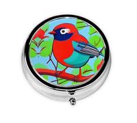 Pastillero colorido para pájaros, organizador redondo de 3 compartimentos y pastillero de viaje portátil para viajes.