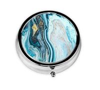 Pastillero, colorido patrón de mármol dorado, pastillero redondo, organizador de medicina, pastillero de viaje, organizador de pastillas de viaje