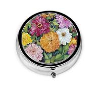 Pastillero Colorido Primavera Verano Flor Estampado Pastillero Para Monedero Lindo Organizador De Pastillas Redondo De Viaje Pequeño