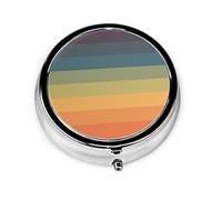 Pastillero Colorido Retro Rayas Arco Iris Pastillero Para Monedero Lindo Organizador De Pastillas Redondo De Viaje Pequeño