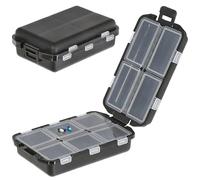 Pastillero con 10 compartimentos, plástico negro, 10 x 3 x 6,5 cm, texto en inglés "Wechentage Day", color negro