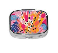 Pastillero con 2 compartimentos Big Bang of Colors para tableta con espejo, organizador de pastillas pequeño para bolso o bolsillo organizador de vitaminas