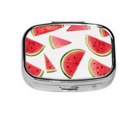 Pastillero con 2 compartimentos, bonito diseño de sandía, con espejo, organizador de pastillas pequeño para bolso o bolsillo organizador de vitaminas