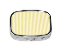 Pastillero con 2 compartimentos, color amarillo claro, con espejo, organizador de pastillas pequeño para bolso o bolsillo organizador de vitaminas