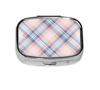 Pastillero con 2 compartimentos, color rosa y azul, con espejo, organizador de pastillas pequeño para bolso o bolsillo organizador de vitaminas