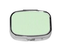 Pastillero con 2 compartimentos, color verde claro, con espejo, organizador de pastillas pequeño para bolso o bolsillo organizador de vitaminas