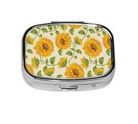 Pastillero con 2 compartimentos, diseño de girasol, organizador portátil