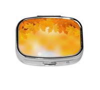 Pastillero con 2 compartimentos, diseño de hojas de otoño, organizador portátil
