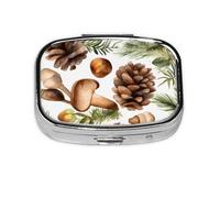 Pastillero con 2 compartimentos, diseño de piña, con espejo, organizador de pastillas pequeño para bolso o bolsillo organizador de vitaminas