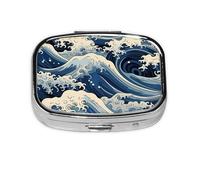 Pastillero con 2 compartimentos, estilo japonés, con espejo, organizador de pastillas pequeño para bolso o bolsillo organizador de vitaminas