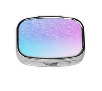 Pastillero con 2 compartimentos, organizador portátil, color morado y rosa degradado, degradado azul degradado