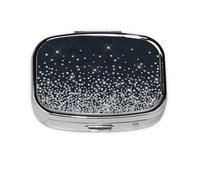 Pastillero con 2 compartimentos, organizador portátil con diamantes brillantes, color negro y plateado