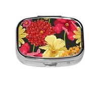 Pastillero con 2 compartimentos y diseño floral de flores coloridas, organizador portátil