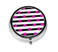 Pastillero con 3 compartimentos, diseño de corazón rosa sobre línea negra, organizador portátil