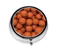 Pastillero con 3 compartimentos, diseño de pelota de baloncesto naranja, organizador portátil