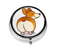 Pastillero con 3 compartimentos, diseño de perro Corgi, organizador portátil