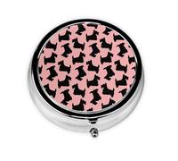 Pastillero con 3 compartimentos, diseño de terrier escocés, rosa y negro, organizador portátil