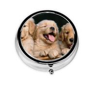 Pastillero con 3 compartimentos, organizador portátil, con estampado de Golden Retriever, cachorros y mascotas