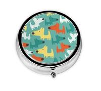 Pastillero con 3 compartimentos, organizador portátil, diseño de cachorro de perro con dibujos animados