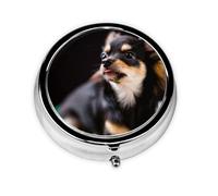 Pastillero con 3 compartimentos, organizador portátil, diseño de perro chihuahua
