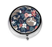 Pastillero con 3 compartimentos, organizador portátil, diseño de zorro, animal, flor, monito e hija, hijo.