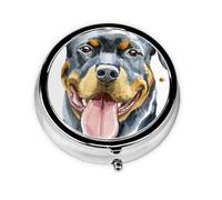 Pastillero con 3 compartimentos y diseño de cabeza de rottweiler, organizador portátil