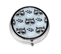 Pastillero con 3 compartimentos y diseño de mapache, organizador portátil