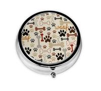 Pastillero con 3 compartimentos y diseño de patas de perro y huesos, organizador portátil
