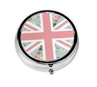Pastillero con 3 compartimentos y diseño de rosas inglesas y bandera de la Union Jack, organizador portátil