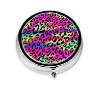 Pastillero con 3 compartimentos y diseño geométrico abstracto de neón brillante, organizador portátil