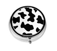 Pastillero con 3 compartimentos y estampado de vaca de granja en blanco y negro, organizador portátil