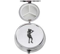 Pastillero con acabado negro para jugador de tenis S8 hecho de fino peltre inglés en un contenedor de 3 secciones con espejo