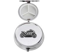 Pastillero con acabado negro para motocicleta P2 hecho de fino peltre inglés en un espejo de 3 secciones