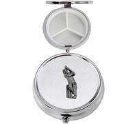 Pastillero con acabado negro S6 Cricketer hecho de fino peltre inglés en un contenedor de 3 secciones con espejo