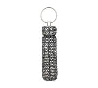 Pastillero con adornos de diamantes de imitación, práctico soporte de aluminio para guardar pastillas para viajes o comodidad en el hogar