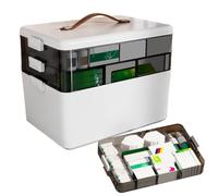 Pastillero con asa - 34 X 22 X 25,5 Cm, Organizador portátil de Gran Capacidad, de Almacenamiento de Oficina, contenedor de Tableta Resistente a la Humedad para tocador, Cuarto de baño, Camping