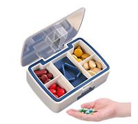 Pastillero con cúter, estuche para pastillas con cortador | Organizador de pastillero pequeño, divisor de pastillas para píldoras pequeñas o grandes, corta pastillas, picadora portátil para el Han