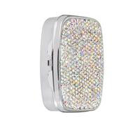 Pastillero con diamantes de cristal brillante, elegante soporte para pastillas con tachuelas para la gestión diaria de la salud