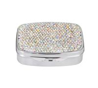 Pastillero con diamantes de cristal brillante, elegante soporte para pastillas con tachuelas para la gestión diaria de la salud