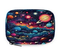 Pastillero con diseño abstracto de planeta espacial, organizador de pastillas, estuche de medicina de viaje con cremallera, bolsa de almacenamiento diario de vitaminas, portátil, 8 ranuras, pastillero
