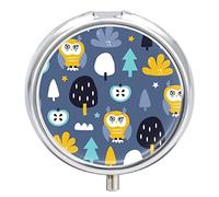 Pastillero con diseño de árbol de búho, lindo pastillero diario, organizador de pastillas, 2 compartimentos