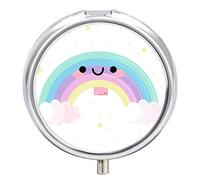Pastillero con diseño de arco iris, organizador de pastillas, 2 compartimentos